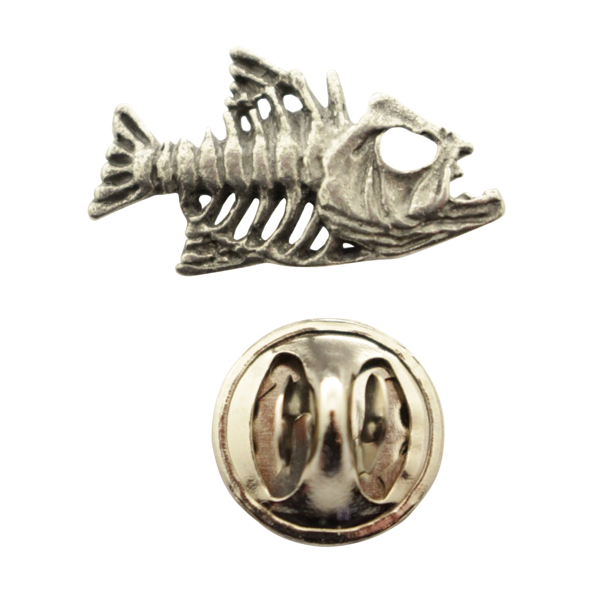 Bony Fish Mini Pin ~ Antiqued Pewter ~ Miniature Lapel Pin ~ Sarah's Treats & Treasures